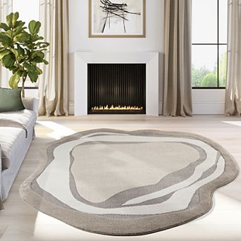 Abani Rugs Beau Collection BEA140A Abstract Organic Shape Neutral Area Rug