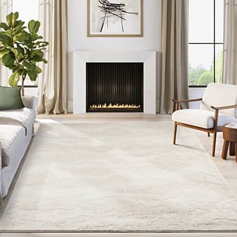 Abani Rugs Beau Collection BEA150A Abstract Marble Cream Area Rug
