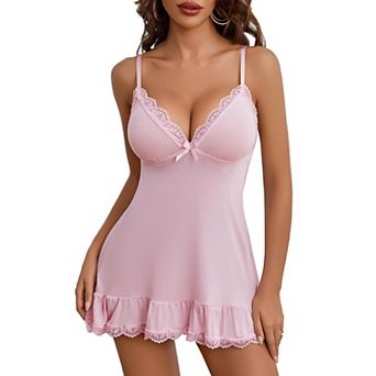 Avidlove Women Modal Lace V Neck Sleeveless Mini Sleep Chemise Nightgown