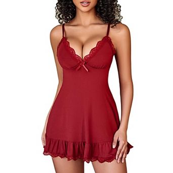 Avidlove Women Modal Lace V Neck Sleeveless Mini Sleep Chemise Nightgown