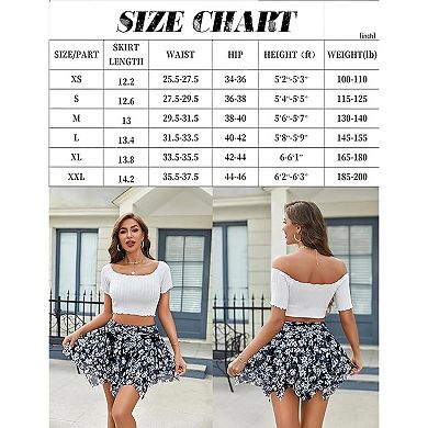 Avidlove Women High Waist Mesh Layer Asymmetrical Drawstring Ruched Mini Skirt