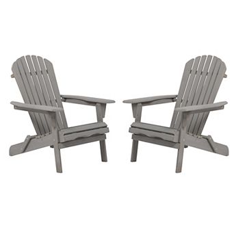 KWPZQEB 2 pc Oversize Folding Adirondack Chair, Wood Frame Leisure Chair for Garden, Backyard, Porch