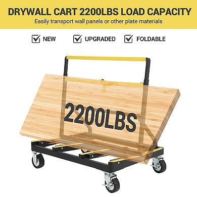 Folding Garden Cart 2200lbs Capacity Panel Dolly with Expandable Deck and 4 Swivel Casters