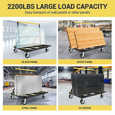 Folding Garden Cart 2200lbs Capacity Panel Dolly with Expandable Deck and 4 Swivel Casters