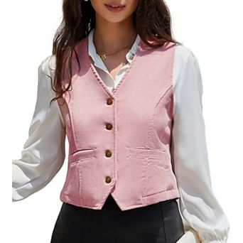 Women's Vintage Corduroy V Neck Sleeveless Vest Jacket Top
