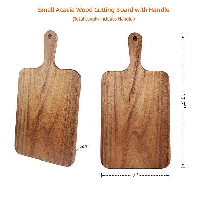 MOEPLSY 13.7" x 7" Premium Acacia Wood Cutting Board with Handle, Multipurpose Serving Board