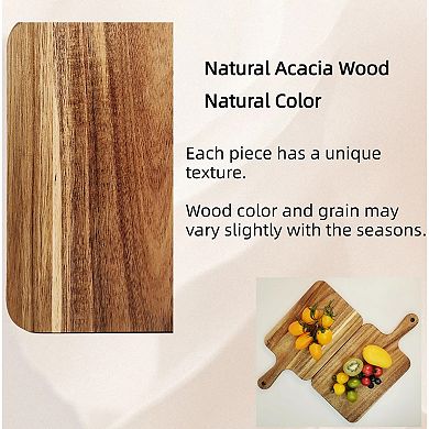 MOEPLSY 13.7" x 7" Premium Acacia Wood Cutting Board with Handle, Multipurpose Serving Board