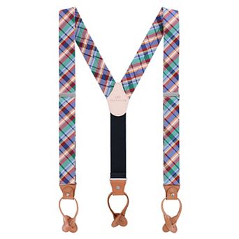 Trafalgar Men's Sherwood Plaid Silk Button End Suspenders