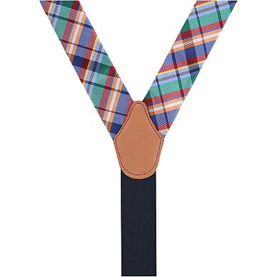 Trafalgar Men's Sherwood Plaid Silk Button End Suspenders