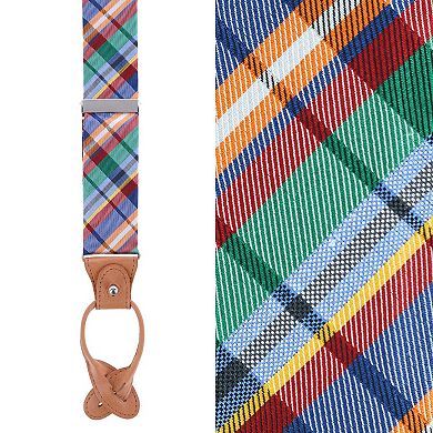 Trafalgar Men's Sherwood Plaid Silk Button End Suspenders