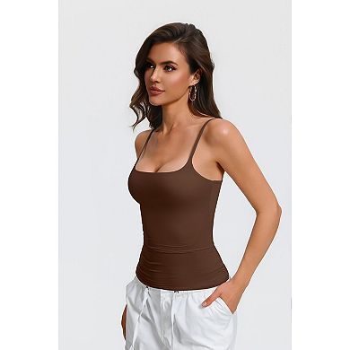 Avidlove Women Square Neck Spaghetti Strap Double Lined Removable Padded Cami Tank Top
