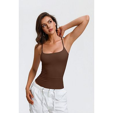 Avidlove Women Square Neck Spaghetti Strap Double Lined Removable Padded Cami Tank Top