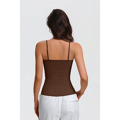 Avidlove Women Square Neck Spaghetti Strap Double Lined Removable Padded Cami Tank Top