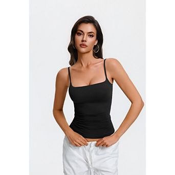 Avidlove Women Square Neck Spaghetti Strap Double Lined Removable Padded Cami Tank Top