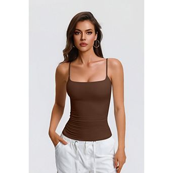 Avidlove Women Square Neck Spaghetti Strap Double Lined Removable Padded Cami Tank Top