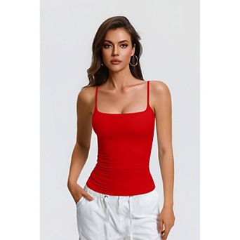 Avidlove Women Square Neck Spaghetti Strap Double Lined Removable Padded Cami Tank Top