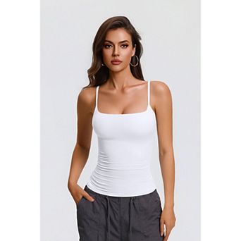 Avidlove Women Square Neck Spaghetti Strap Double Lined Removable Padded Cami Tank Top