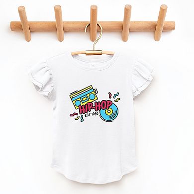 Neon Hip Hop - Girl's Flutter Sleeve Graphic T-Shirt