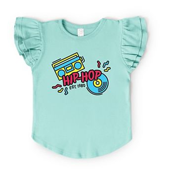Neon Hip Hop - Girl's Flutter Sleeve Graphic T-Shirt