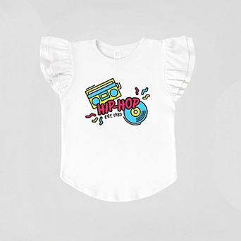 Neon Hip Hop - Girl's Flutter Sleeve Graphic T-Shirt
