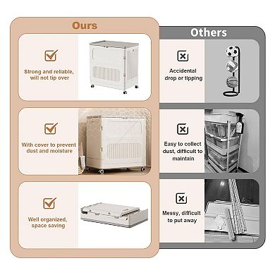 123L Rolling Laundry Hamper with Lid, Collapsible Plastic Laundry Basket on Wheels, Balcony Bedroom