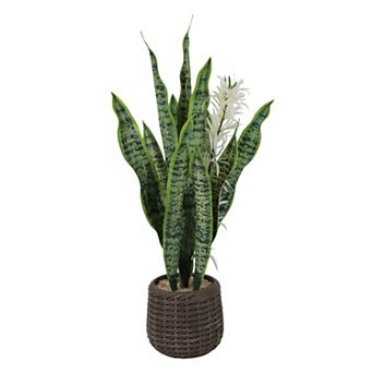 1 pc PE Artificial Snake Plant, Faux Sansevieria, Indoor Outdoor Home Office Bedroom or Patio Decor