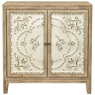 eHemco Vintage Florentine 2-Door Storage Cabinet, Natural and Cream Finish