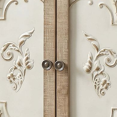 eHemco Vintage Florentine 2-Door Storage Cabinet, Natural and Cream Finish