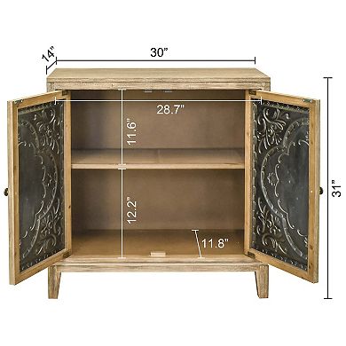 eHemco Vintage Florentine 2-Door Storage Cabinet, Natural and Cream Finish