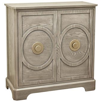 eHemco Art Deco 2-Door Storage Cabinet with Gold Accent Knob, Modern Retro Style, Light Gray