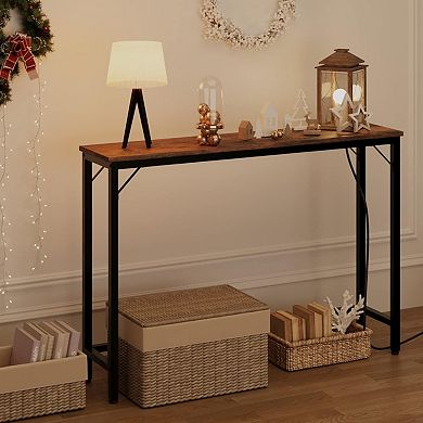 Modern Console Table for Entryway Slim Side Table Behind Couch with Built-in Charging Station