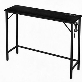 Modern Console Table for Entryway Slim Side Table Behind Couch with Built-in Charging Station