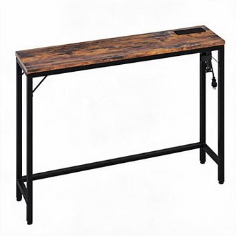 Modern Console Table for Entryway Slim Side Table Behind Couch with Built-in Charging Station