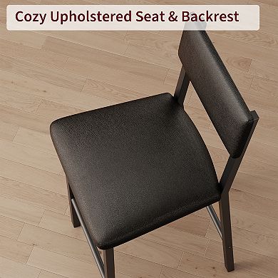 4pcs Bar Stools with Soft Back&Upholstered Seat, 24.8" Counter Height,Footrest, Thickened Metal Legs