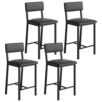 4 pc Bar Stools with Soft Back&Upholstered Seat, 24.8" Counter Height,Footrest, Thickened Metal Legs