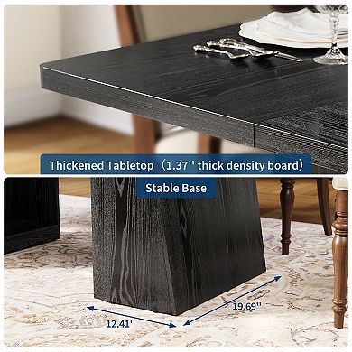 Modern Dining Table, 71" Rectangular Wooden Kitchen Table for 46 People, Dinner Table w/Storage
