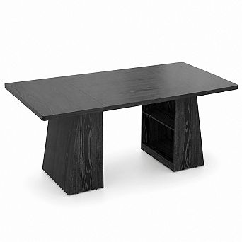 Modern Dining Table, 71" Rectangular Wooden Kitchen Table for 46 People, Dinner Table w/Storage