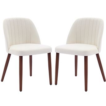 Dining Chairs Set of 2, Upholstered Kitchen Dining Room Chairs with Padded Seat and Wood Legs