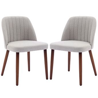 Dining Chairs Set of 2, Upholstered Kitchen Dining Room Chairs with Padded Seat and Wood Legs