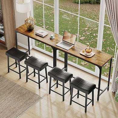 Rectangular Bar Table, 42.5In High Top Pub Table, Counter Height Bar Table, Kitchen Island Table