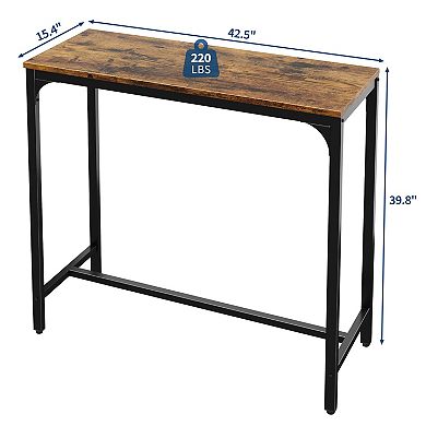 Rectangular Bar Table, 42.5In High Top Pub Table, Counter Height Bar Table, Kitchen Island Table