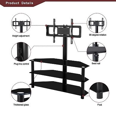35.4" Multi-Function TV Stand Holds Up To 110 LBs Height Adjustable Swivel Bracket