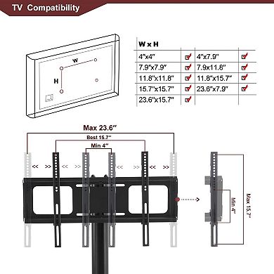 35.4" Multi-Function TV Stand Holds Up To 110 LBs Height Adjustable Swivel Bracket