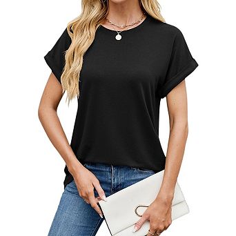 Womens Tops Summer Casual Cap Sleeve T shirts Business Dressy Spring Fashion Outfits Trendy Clothes