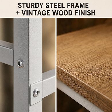 Coat & Shoe Rack Hall Tree Entryway Bench with 8 Removable Hooks, 5-Tier Shelves