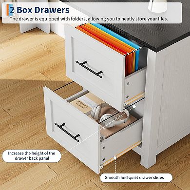 Executive L-Shaped Desk 63" Corner Computer Desk with 4 Storage Drawers