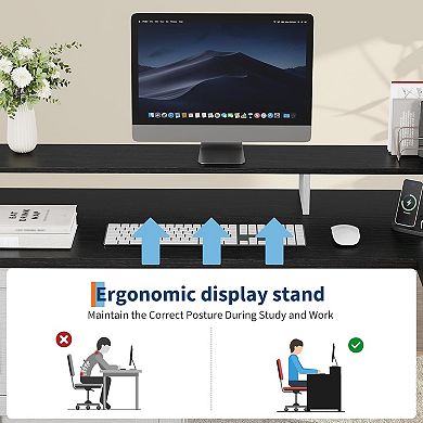 Executive L-Shaped Desk 63" Corner Computer Desk with 4 Storage Drawers