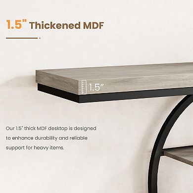 55" Entryway Table, 5-Tier Console Tables for Entryway, Industrial Narrow Sofa Tables with Storage