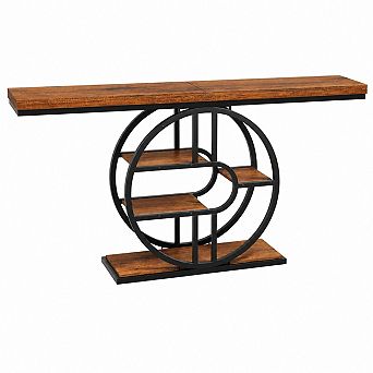 55" Entryway Table, 5 tier Console Tables for Entryway, Industrial Narrow Sofa Tables with Storage