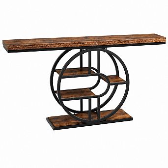 55" Entryway Table, 5 tier Console Tables for Entryway, Industrial Narrow Sofa Tables with Storage